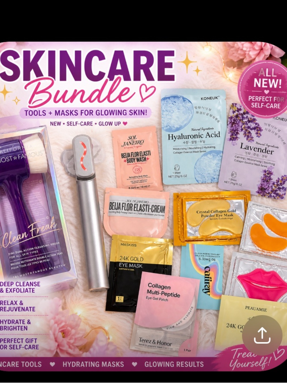 Skincare Tool Bundle 💜 Facial Brush + LED Wand + Mask Set ✨ NEW